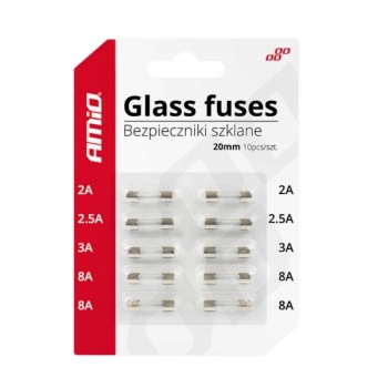 Bezpieczniki szklane rurka 20mm blister